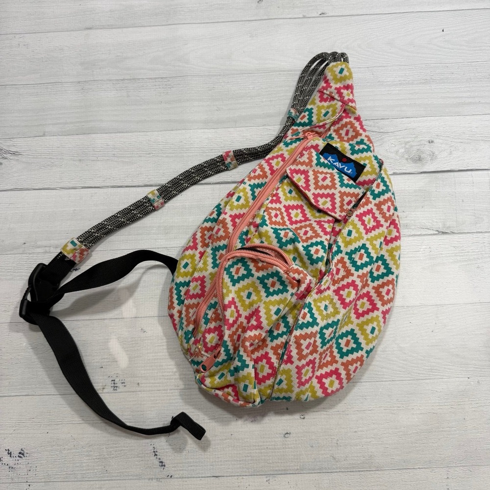 KAVU Mini Rope‎ Bag Aztec pink blue orange sling bag